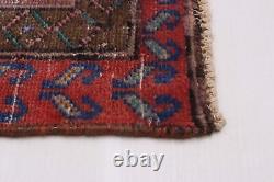 Vintage Geometric Area Rug 2'5 x 9'4 Traditional Hand-Knotted Wool Carpet