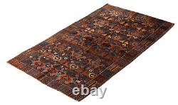 Vintage Hand-Knotted Area Rug 3'7 x 6'5 Traditional Wool Carpet