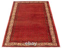 Vintage Hand-Knotted Area Rug 4'2 x 7'0 Traditional Wool Carpet