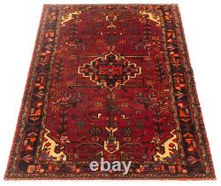 Vintage Hand-Knotted Area Rug 4'2 x 7'6 Traditional Wool Carpet