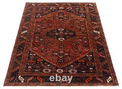 Vintage Hand-Knotted Area Rug 4'3 x 6'11 Traditional Wool Carpet