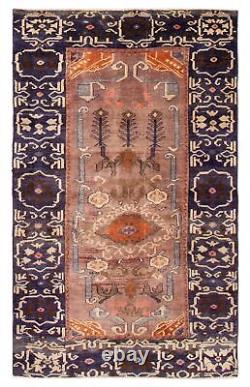 Vintage Hand-Knotted Area Rug 4'6 x 7'5 Traditional Wool Carpet
