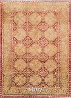 Vintage Hand-Knotted Area Rug 6'3 x 8'7 Traditional Wool Carpet