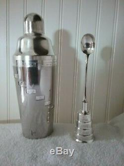 Vintage Napier Cocktail Shaker & Jigger Mechanical Spoon In Excellent Condition