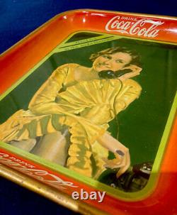 Vintage Original 1930 Coke Tray Telephone Girl Sign Excellent Condition