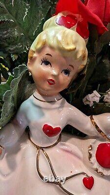 Vintage RELPO Ceramic Valentine Heart Girl Planter Excellent original condition