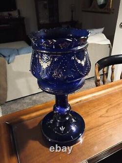 Vintage Rare Cobalt Blue with Gold inlay candlelight Excellent Condition