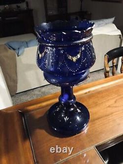 Vintage Rare Cobalt Blue with Gold inlay candlelight Excellent Condition