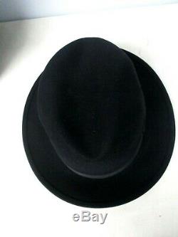 Vintage Stetson Black Felt Men's Fedora Hat Size 7 1/4 Excellent Condition