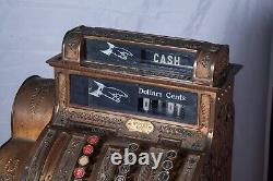 Vintage Working National Brass Cash Register Model 421 1910 Excellent Condition