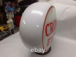 Vintage original gas pump globe Crown Extra excellent condition with brass base