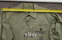 WWII WW2 Original USMC P44 HBT Shirt 38R Excellent condition
