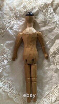 Wooden Doll, OOAK, Excellent Condition. Exceptional Carving of Head. 12 High