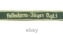 Ww German Original Fallschirm Jager Rgt 1 Cuff Title, Excellent Condition