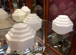 X3 Milk Glass Empire Art Deco Shades Absolute Excellent Condition