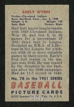 1951 Bowman #78 Early Wynn Strong Excellent État Original One Propriétaire Hq Card