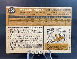 1960 TOPPS WILLIE MAYS # 200 Giants VG condition	
<br/>	1960 TOPPS WILLIE MAYS # 200 Giants en bon état