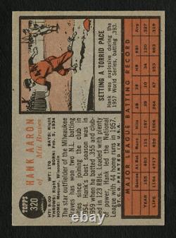 1962 Topps #320 Hank Aaron Excellente Condition No Creases Meilleur $150 Ebay Valeur