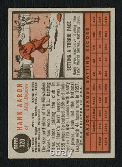 1962 Topps #320 Hank Aaron (milwaukee Braves) Excellent État
