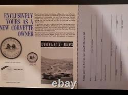1964 Corvette Original 1er Ed. Guide Manuel Des Propriétaires Excellente Condition Nos