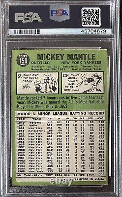 1967 Topps Mickey Mantle #150 Psa 5 Excellent État Bien Centré