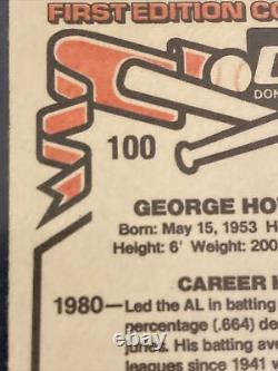 1981 Donruss #100 Carte d'erreur rare de George Brett en excellent état menthe