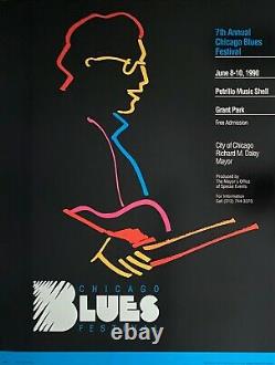 Affiche De La Fête Du Blues De Chicago 1990 26 X 20 Excellent État Variano