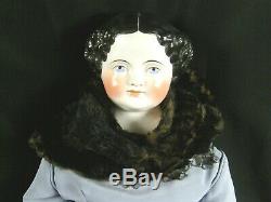Antique Extra Large 36 Géant Chine Head Doll Flat Top Excellent État Énorme
