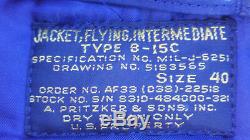 B-15c Rare 1950 Flight Jacket Bleu Taille 40 Excellent État 100% Original