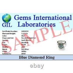 Bague en diamant bleu en forme de poire certifiée RARE 27,20 Ct - Argent 925. Superbe brillance.