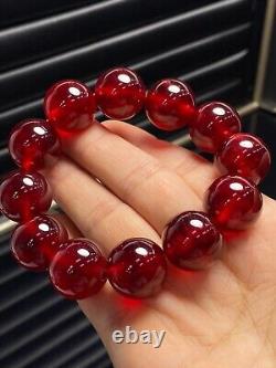 Bracelets en jade certifié naturel AAA birman haut Icy rouge de 17mm de perles de jade jadeite.