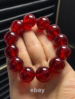 Bracelets en jade certifié naturel AAA birman haut Icy rouge de 17mm de perles de jade jadeite.