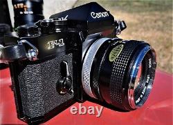 Canon F1 En Sterling Condition 3 Excellentes Lentilles Originales Fd, Boîtier, Filtres