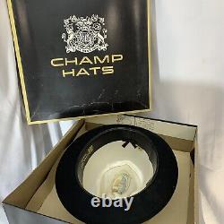 Champ Noir Feel The Felt Fedora Hat Taille 7 1/2 Excellent État Vintage