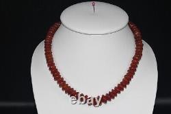 Collier de perles en cornaline ancienne authentique et naturelle en excellent état
