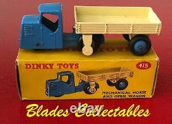 Dinky Toy 415 Cheval Mécanique et Charrette, en Excellent État d'Origine avec Boîte
