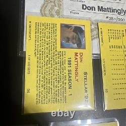 En français, cela se traduirait par : 'Ensemble Stellar Don Mattingly 1992 STAR CO. - Seulement 100 ensembles avec promotion/certificat ? eBay pop 1'