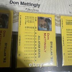 En français, cela se traduirait par : 'Ensemble Stellar Don Mattingly 1992 STAR CO. - Seulement 100 ensembles avec promotion/certificat ? eBay pop 1'
