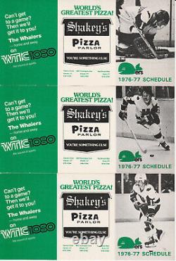 Ensemble complet de (13) horaires de poche WHA' NE WHALERS de 1976-77 Shakey's
