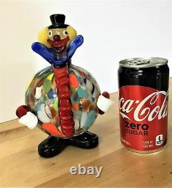 Figurine Vintage En Verre De Murano Clown. Excellent État. D'origine Soufflée À La Main