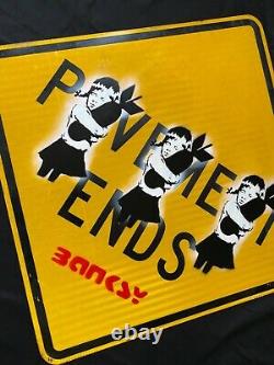 Grand- Banksy Street Signe Peinture Originale -bomb Hugger -excellent État