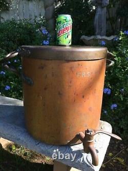 Humge Anticique English Copper Stock Pot Avec Spigot & LID Excellent Condition