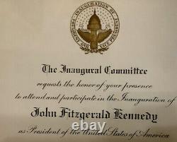Invitation originale à l'inauguration de John F Kennedy le 20 janvier 1961 en excellent état