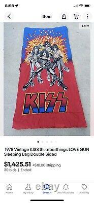 Kiss Vintage Sac De Couchage À Partir De 1978 Excellent État Rare Bleu Intérieur