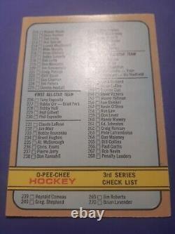 Liste de contrôle de la 3e série O-Pee-Chee 1973-74 334B incluant l'AMH en excellent état non marqué