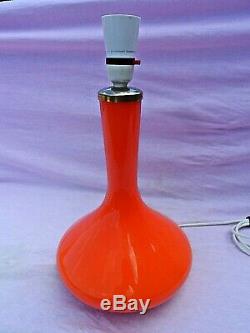 Orange Superbe De Verre Lampe De Table Rewired Gwo Excellente Condition 1970 15 Tall