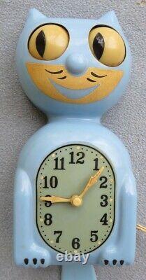Original Blue Kit Cat Klock Clock Excellente Condition De Travail Des Années 1930-40