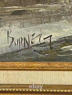 Original Signé Burnett Peinture À L'huile Sur Toile Cityscape Excellent État