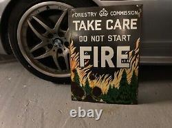 Panneau en émail, panneau d'origine, ne pas allumer le feu, années 1950, excellent état