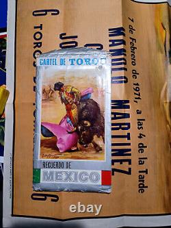 Plaza Mexico 1971 Bullfighting Affiche Vintage Originale En Excellent État